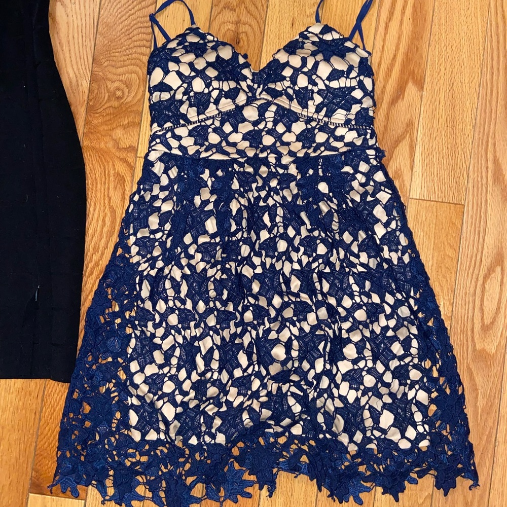 Navy and nude floral Lacey mini dress from franchescas